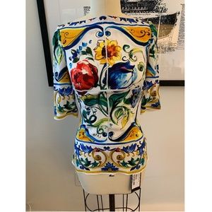 NWT Dolce & Gabbana Majolica Print Blouse